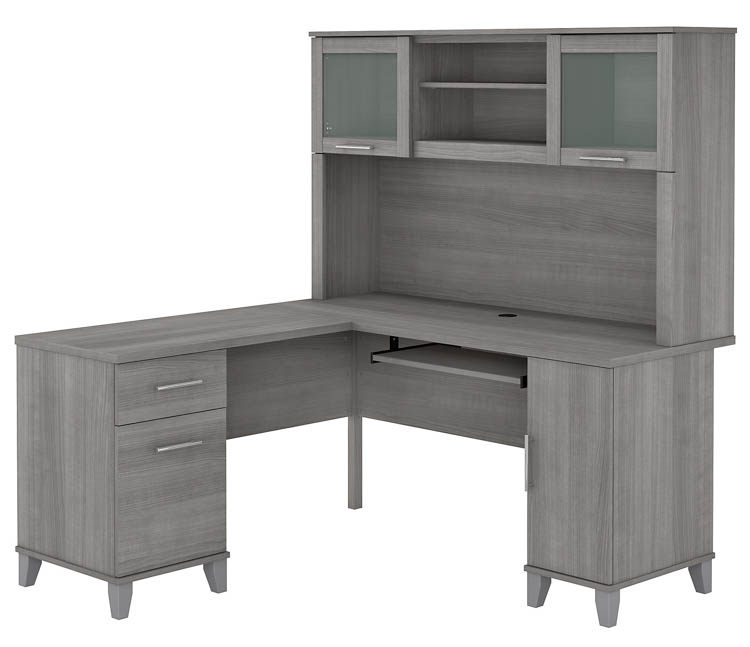 60in W L-Shaped Desk with Hutch by Bush