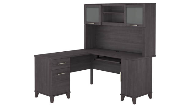 60in W L-Shaped Desk with Hutch by Bush Furniture