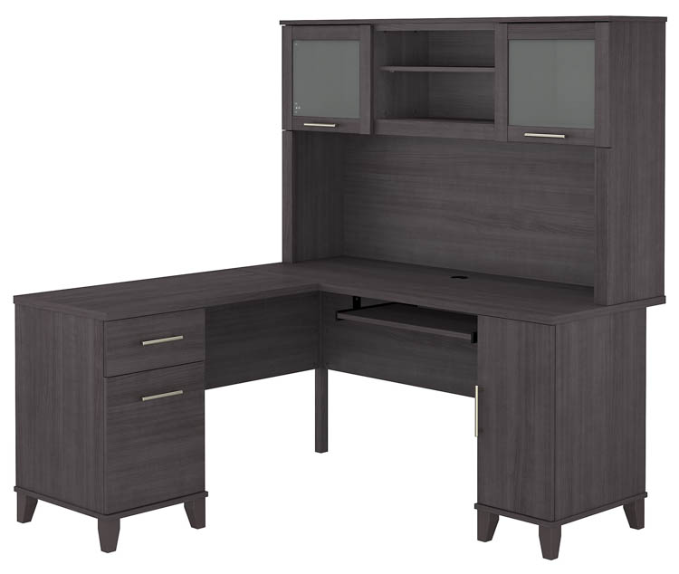 60in W L-Shaped Desk with Hutch by Bush