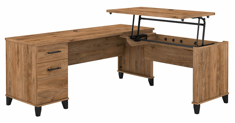 6ft W 3 Position Sit to Stand L-Shaped Desk by Bush