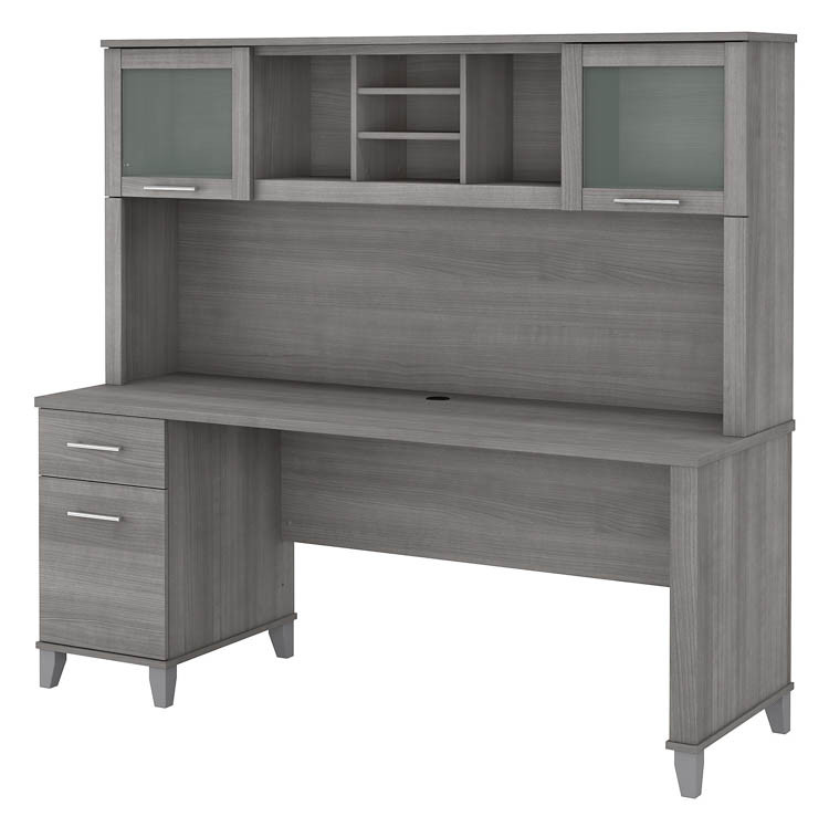 72in W Office Desk with Drawers and Hutch by Bush