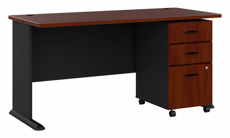60in W Desk with Mobile File Cabinet (Assembled) by Bush