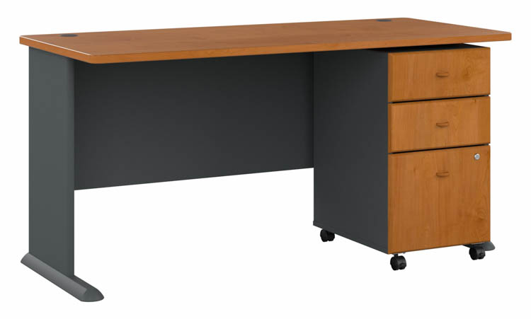 60in W Desk with Mobile File Cabinet (Assembled) by Bush