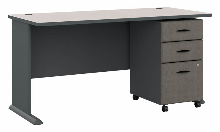 60in W Desk with Mobile File Cabinet (Assembled) by Bush