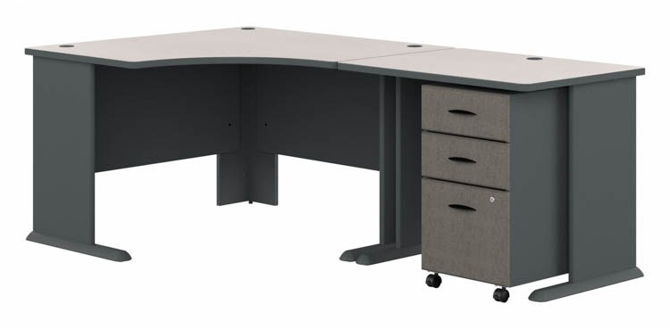 48in W Corner Desk with 36in W Return and Mobile File Cabinet (Assembled) by Bush