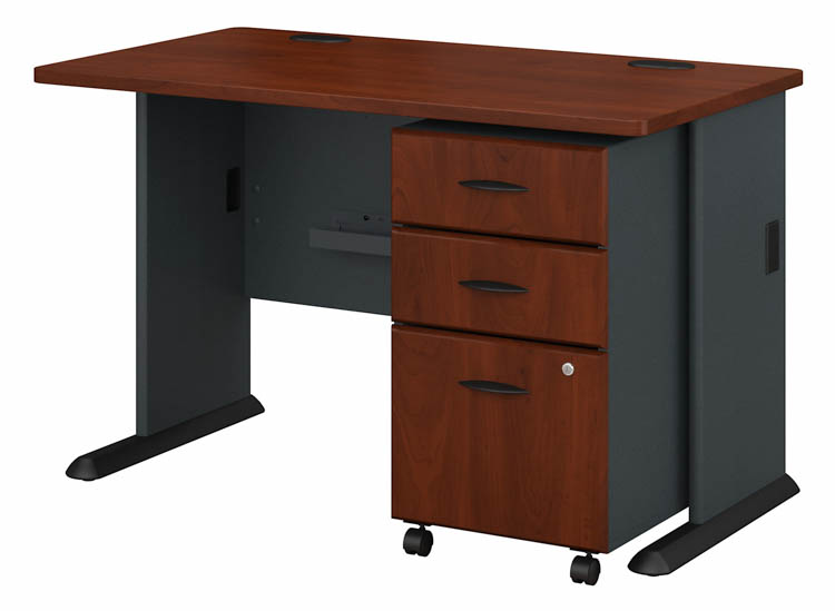 48in W Desk with Assembled 3 Drawer Mobile File Cabinet by Bush