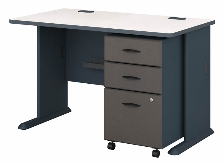 48in W Desk with Assembled 3 Drawer Mobile File Cabinet by Bush