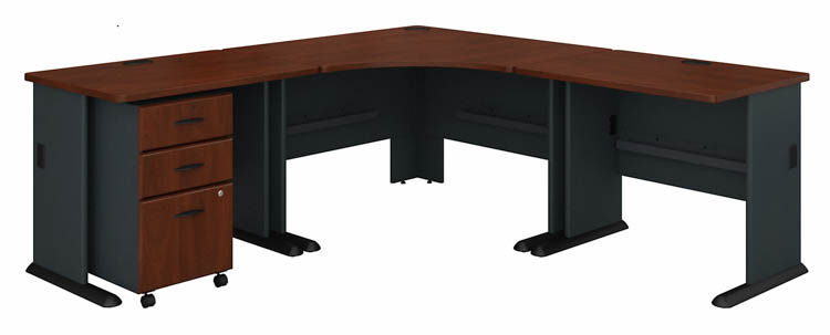 84in W x 84in D Corner Desk with Assembled 3 Drawer Mobile File Cabinet by Bush