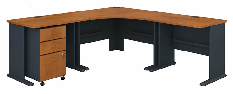 84in W x 84in D Corner Desk with Assembled 3 Drawer Mobile File Cabinet by Bush