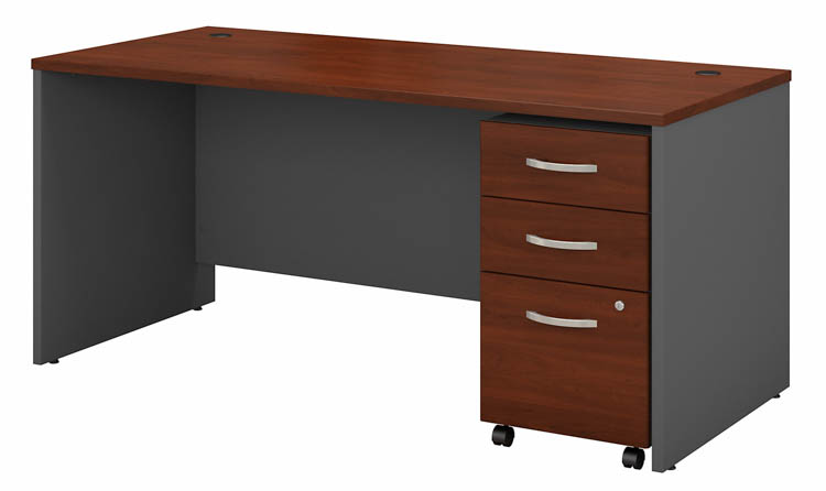 66in W x 30in D Office Desk with Assembled 3 Drawer Mobile File Cabinet by Bush