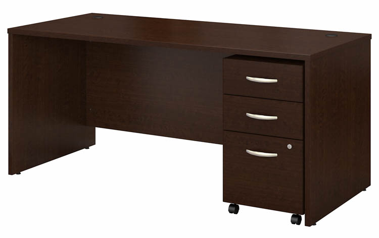 66in W x 30in D Office Desk with Assembled 3 Drawer Mobile File Cabinet by Bush