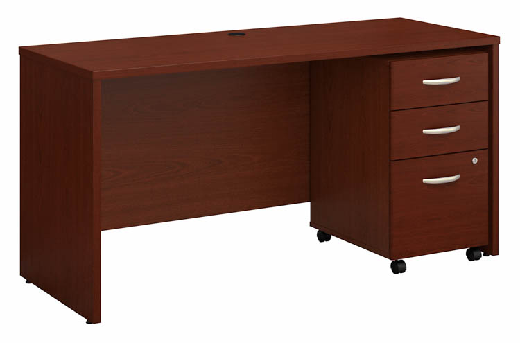 60in W x 24in D Office Desk with Assembled 3 Drawer Mobile File Cabinet by Bush
