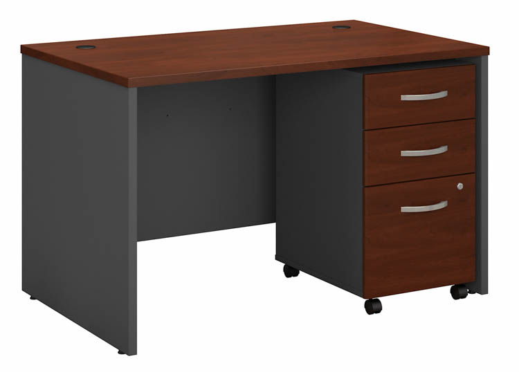 48in W x 30in D Office Desk with Assembled 3 Drawer Mobile File Cabinet by Bush