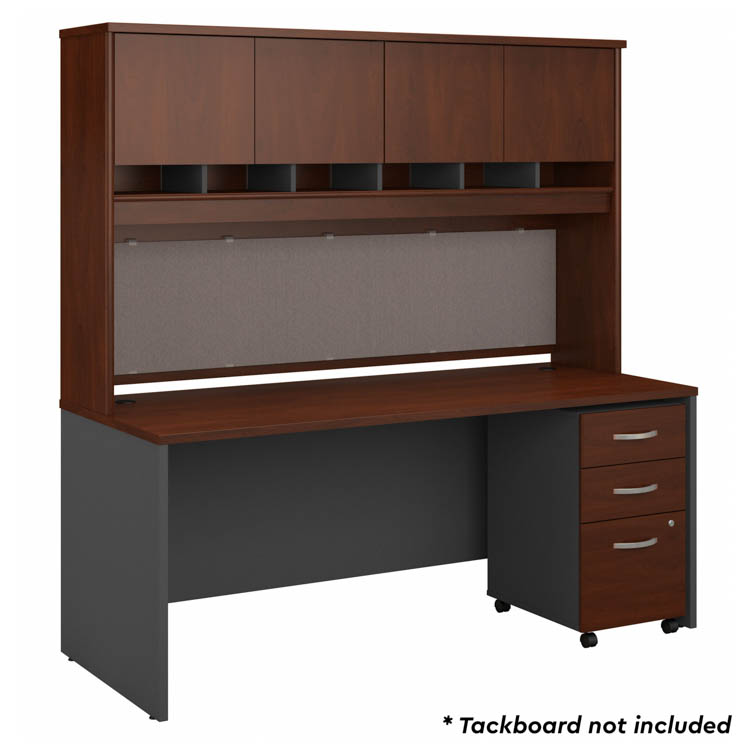 72in W x 30in D Office Desk with Hutch and Assembled Mobile File Cabinet by Bush