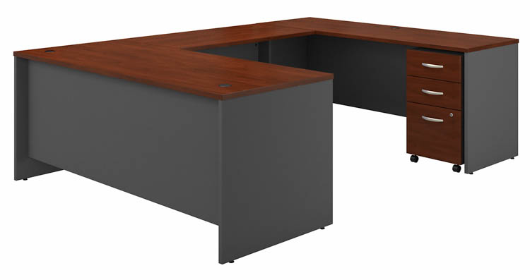 72in W x 30in D U-Shaped Desk with Assembled Mobile File Cabinet by Bush