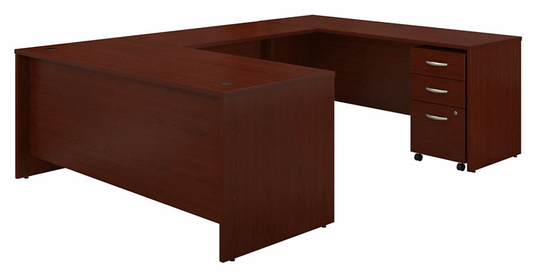 72in W x 30in D U-Shaped Desk with Assembled Mobile File Cabinet by Bush
