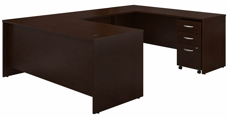 72in W x 30in D U-Shaped Desk with Assembled Mobile File Cabinet by Bush