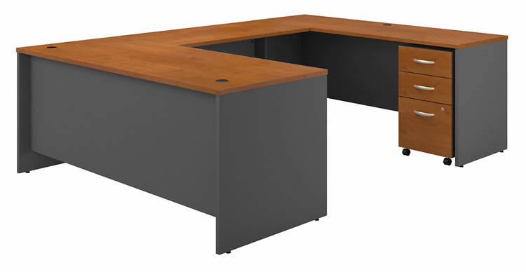 72in W x 30in D U-Shaped Desk with Assembled Mobile File Cabinet by Bush