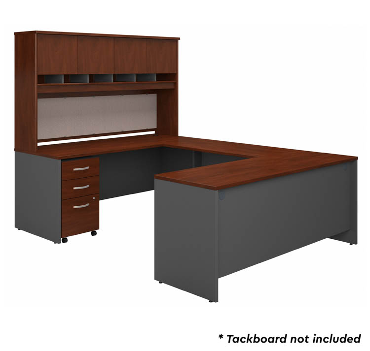 72in W U-Shaped Desk with Hutch and Assembled Mobile File Cabinet by Bush