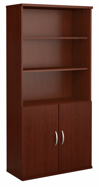 36in W 5 Shelf Bookcase with Doors by Bush