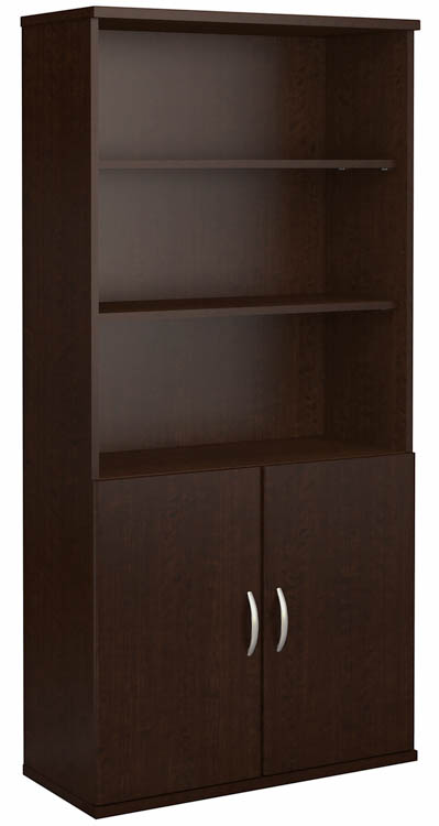36in W 5 Shelf Bookcase with Doors by Bush