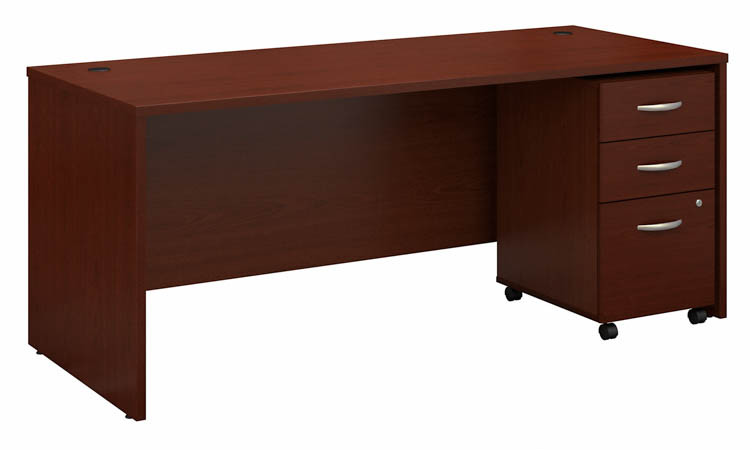 72in W x 30in D Office Desk with Assembled Mobile File Cabinet by Bush