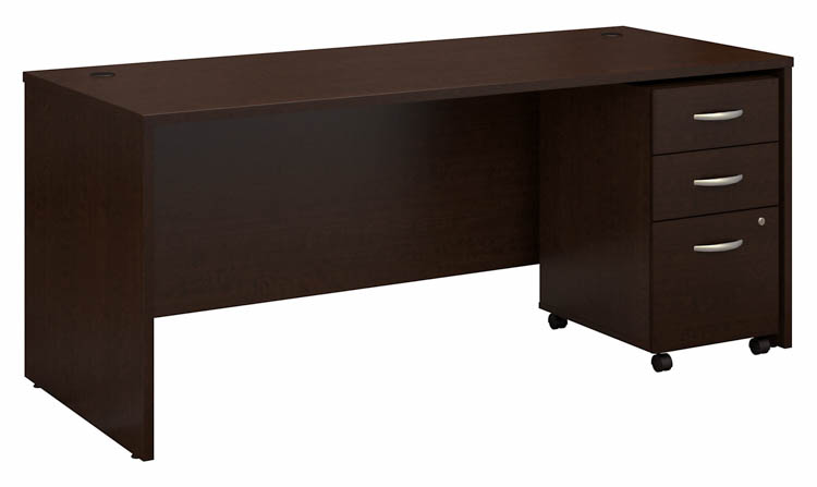 72in W x 30in D Office Desk with Assembled Mobile File Cabinet by Bush