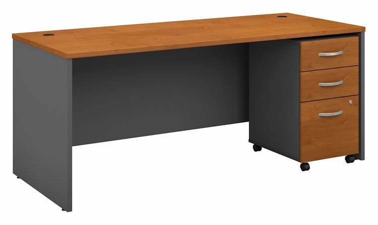 72in W x 30in D Office Desk with Assembled Mobile File Cabinet by Bush