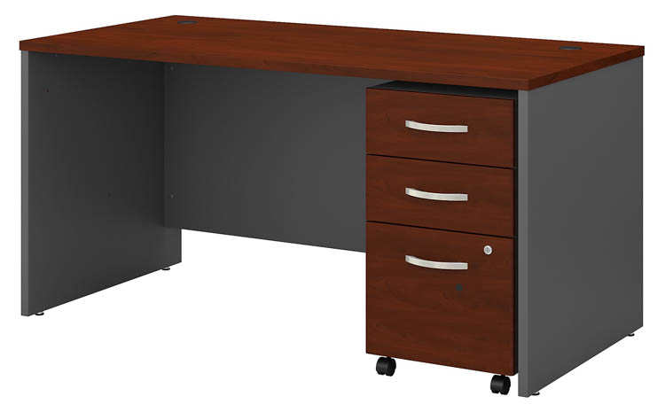 60in W x 30in D Office Desk with Assembled 3 Drawer Mobile File Cabinet by Bush