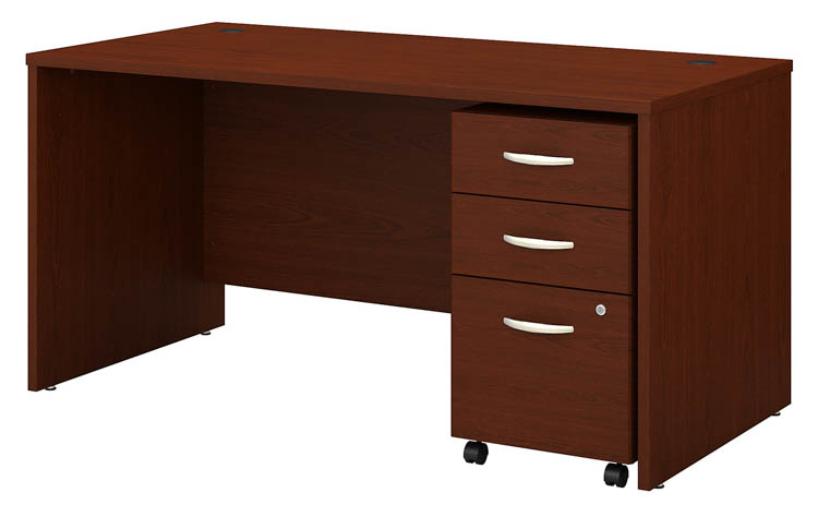 60in W x 30in D Office Desk with Assembled 3 Drawer Mobile File Cabinet by Bush