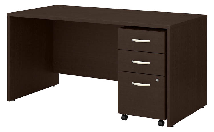 60in W x 30in D Office Desk with Assembled 3 Drawer Mobile File Cabinet by Bush