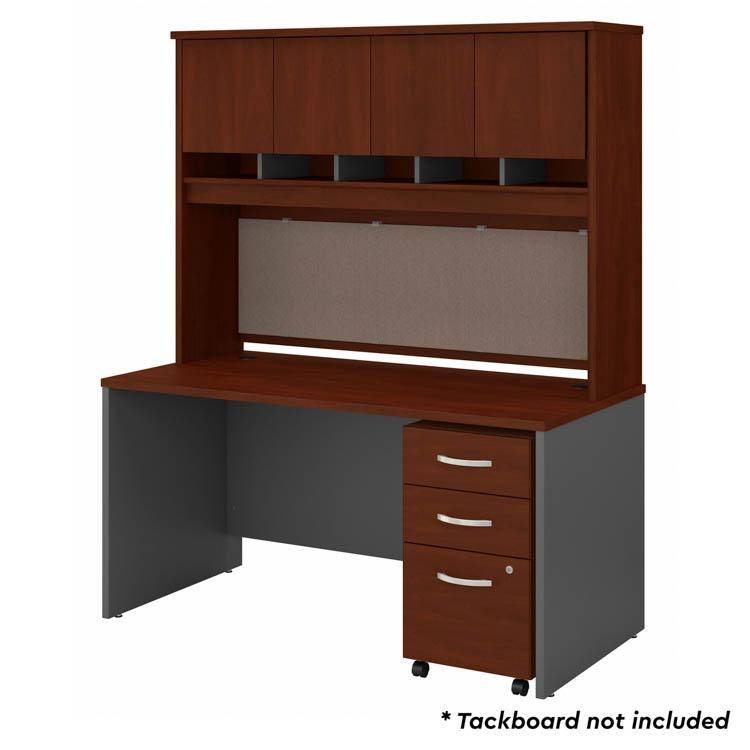 60in W x 30in D Office Desk with Hutch and Assembled  Mobile File Cabinet by Bush