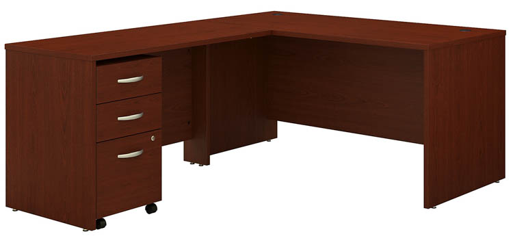 60in W L-Shaped Desk with Assembled 3 Drawer Mobile File Cabinet by Bush