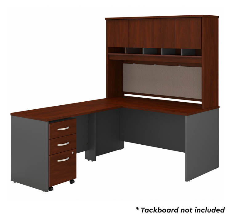 60in W L-Shaped Desk with Hutch and Assembled Mobile File Cabinet by Bush