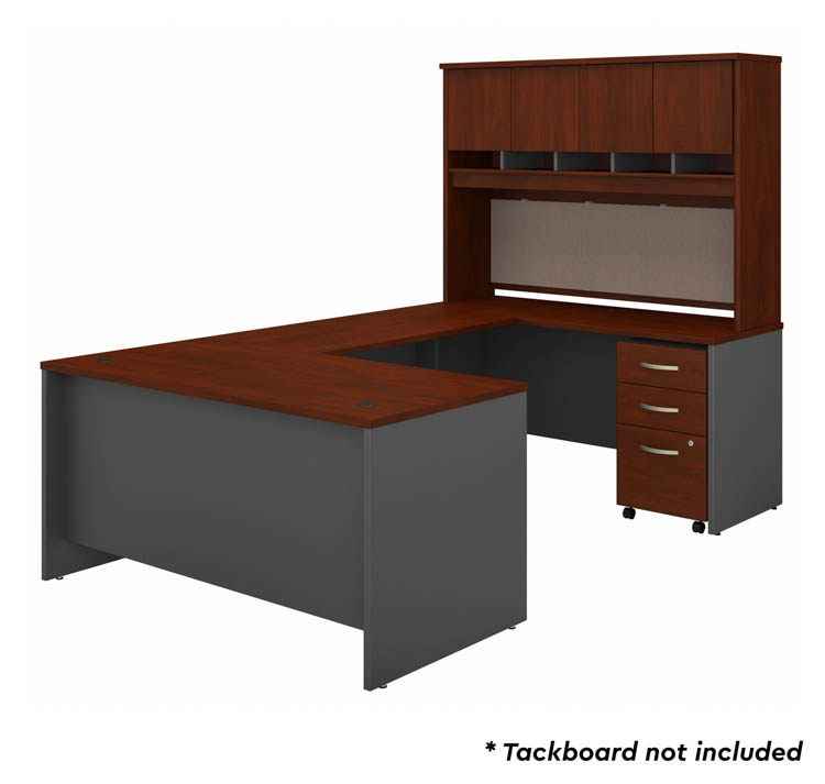 60in W U-Shaped Desk with Hutch and Mobile File Cabinet by Bush