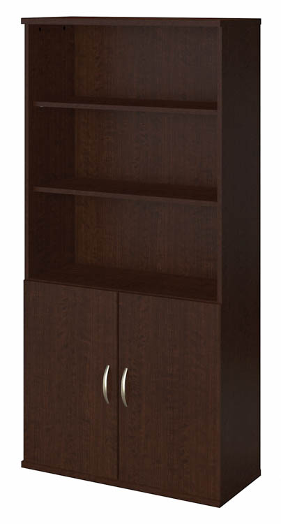36in W 5 Shelf Bookcase with Doors by Bush