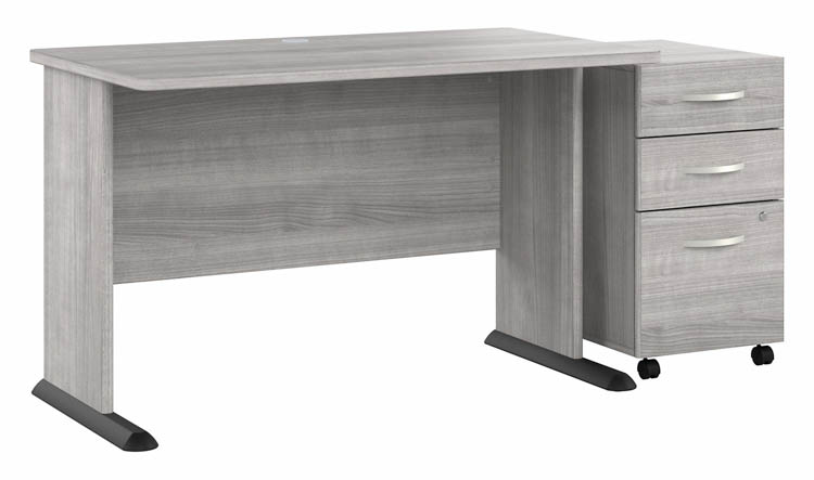 48in W Computer Desk with Assembled 3 Drawer Mobile File Cabinet by Bush