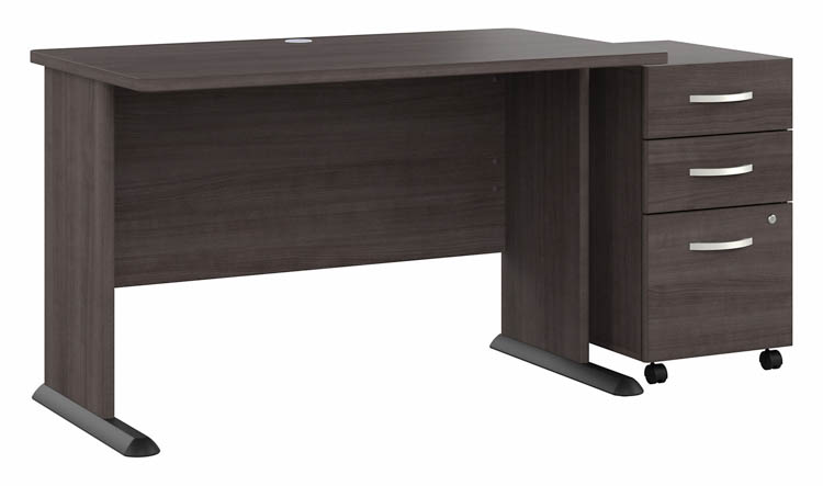48in W Computer Desk with Assembled 3 Drawer Mobile File Cabinet by Bush