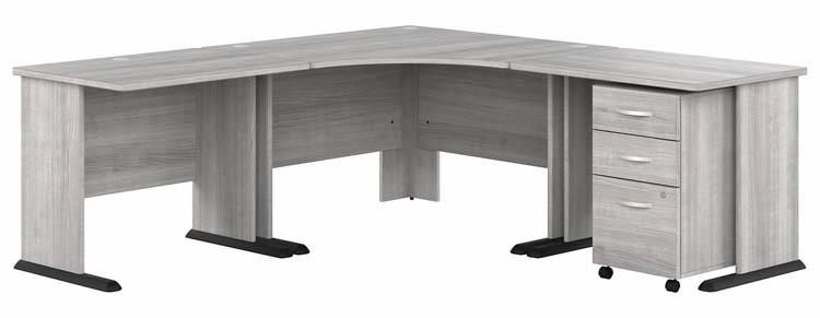 83in W Large Corner Desk with Assembled 3 Drawer Mobile File Cabinet by Bush