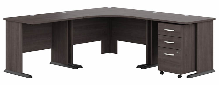 83in W Large Corner Desk with Assembled 3 Drawer Mobile File Cabinet by Bush