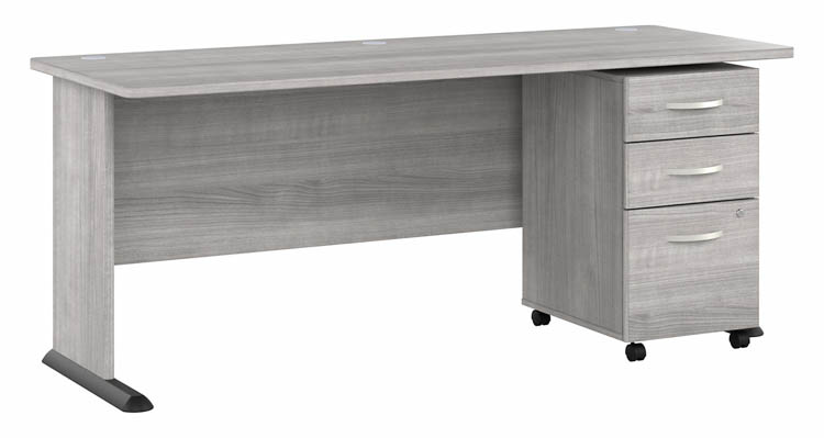 72in W Computer Desk with Assembled 3 Drawer Mobile File Cabinet by Bush