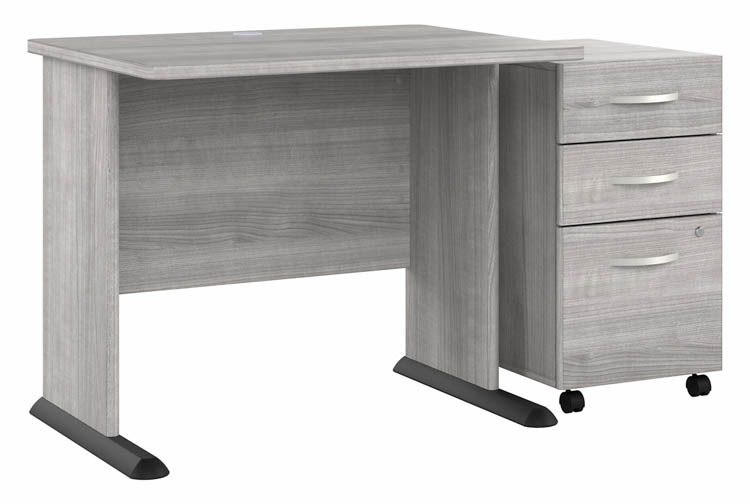 36in W Small Computer Desk with Assembled 3 Drawer Mobile File Cabinet by Bush