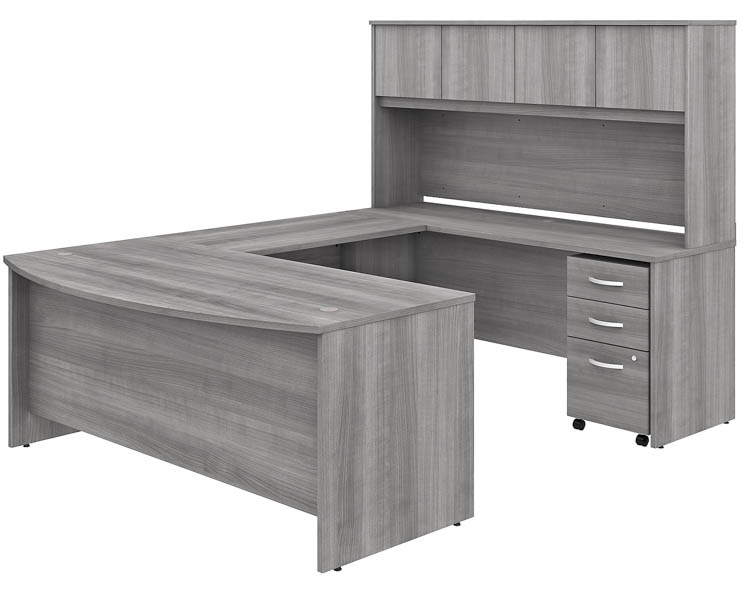 72in W x 36in D U-Shaped Desk with Hutch and Assembled Mobile File Cabinet by Bush