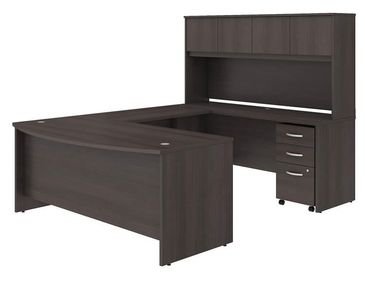 72in W x 36in D U-Shaped Desk with Hutch and Assembled Mobile File Cabinet by Bush