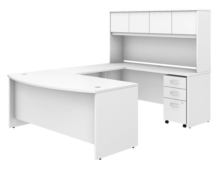 72in W x 36in D U-Shaped Desk with Hutch and Assembled Mobile File Cabinet by Bush