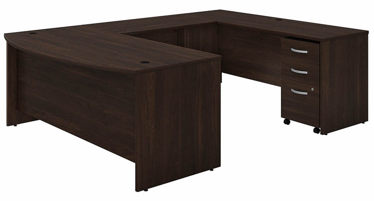 72in W x 36in D U-Shaped Desk with Assembled Mobile File Cabinet by Bush