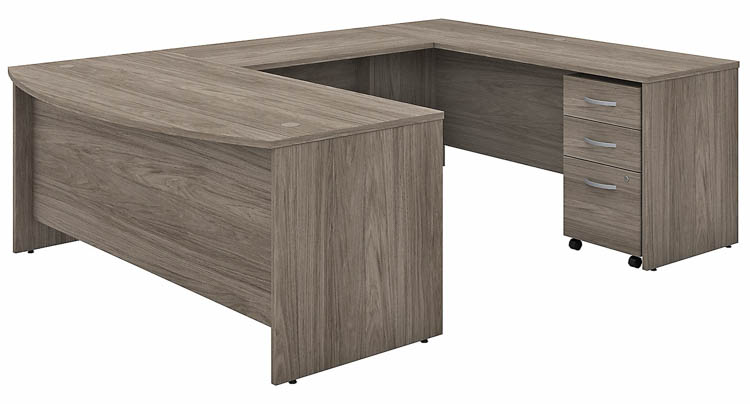 72in W x 36in D U-Shaped Desk with Assembled Mobile File Cabinet by Bush