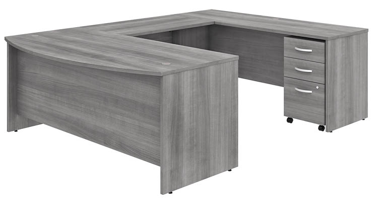 72in W x 36in D U-Shaped Desk with Assembled Mobile File Cabinet by Bush