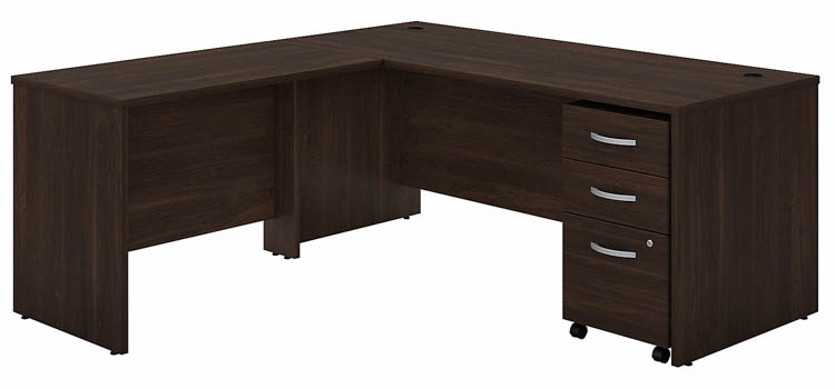 72in W x 30in D L-Shaped Desk with 42in W Return and Assembled Mobile File Cabinet by Bush
