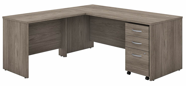 72in W x 30in D L-Shaped Desk with 42in W Return and Assembled Mobile File Cabinet by Bush